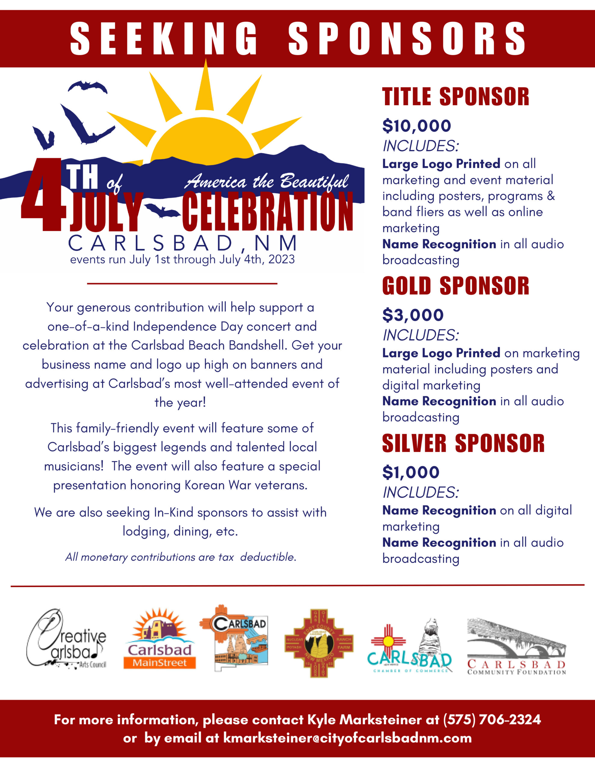 Fourth of July Cooperate Sponsorship Info